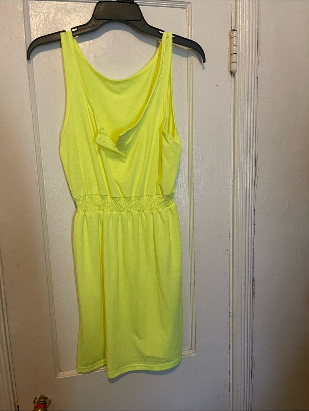 Neon Yellow Sleeveless Elastic-Waist Summer Dress